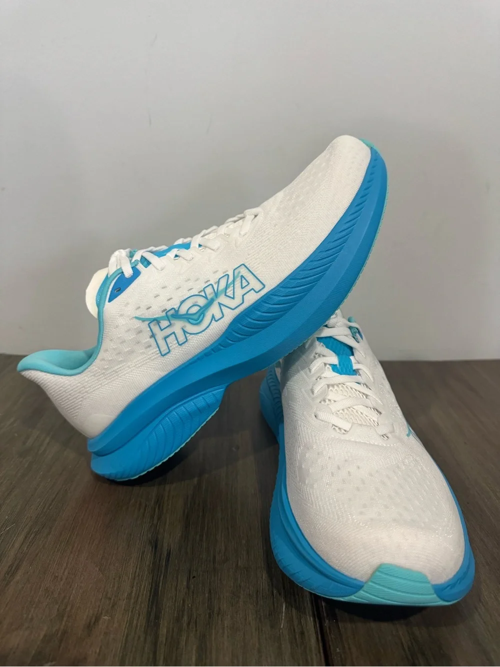 Hoka Women's White & Turquoise Athletic Running Shoe